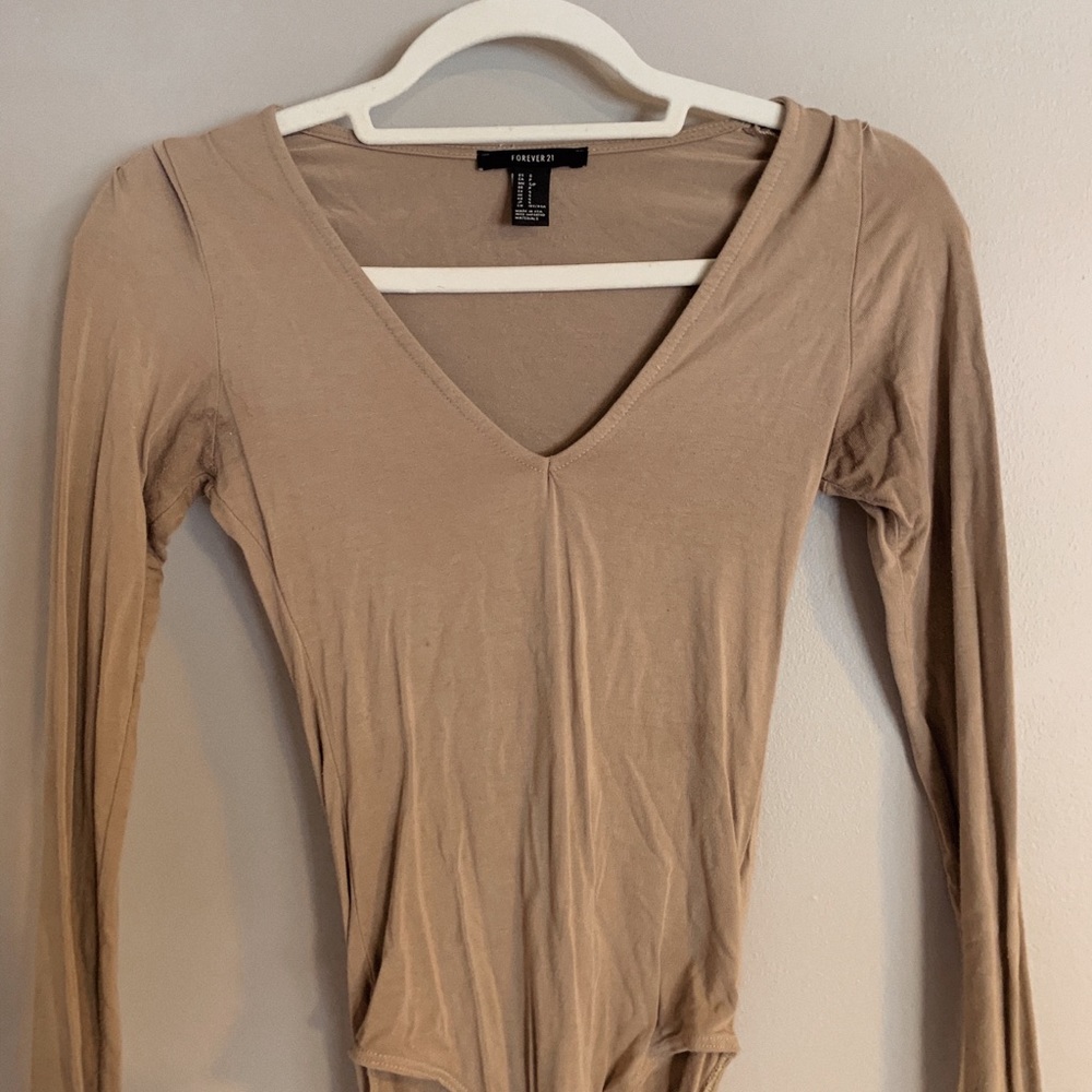 tan v neck bodysuit!
